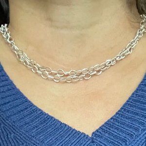 Lagos Silver Fluted Necklace 36"